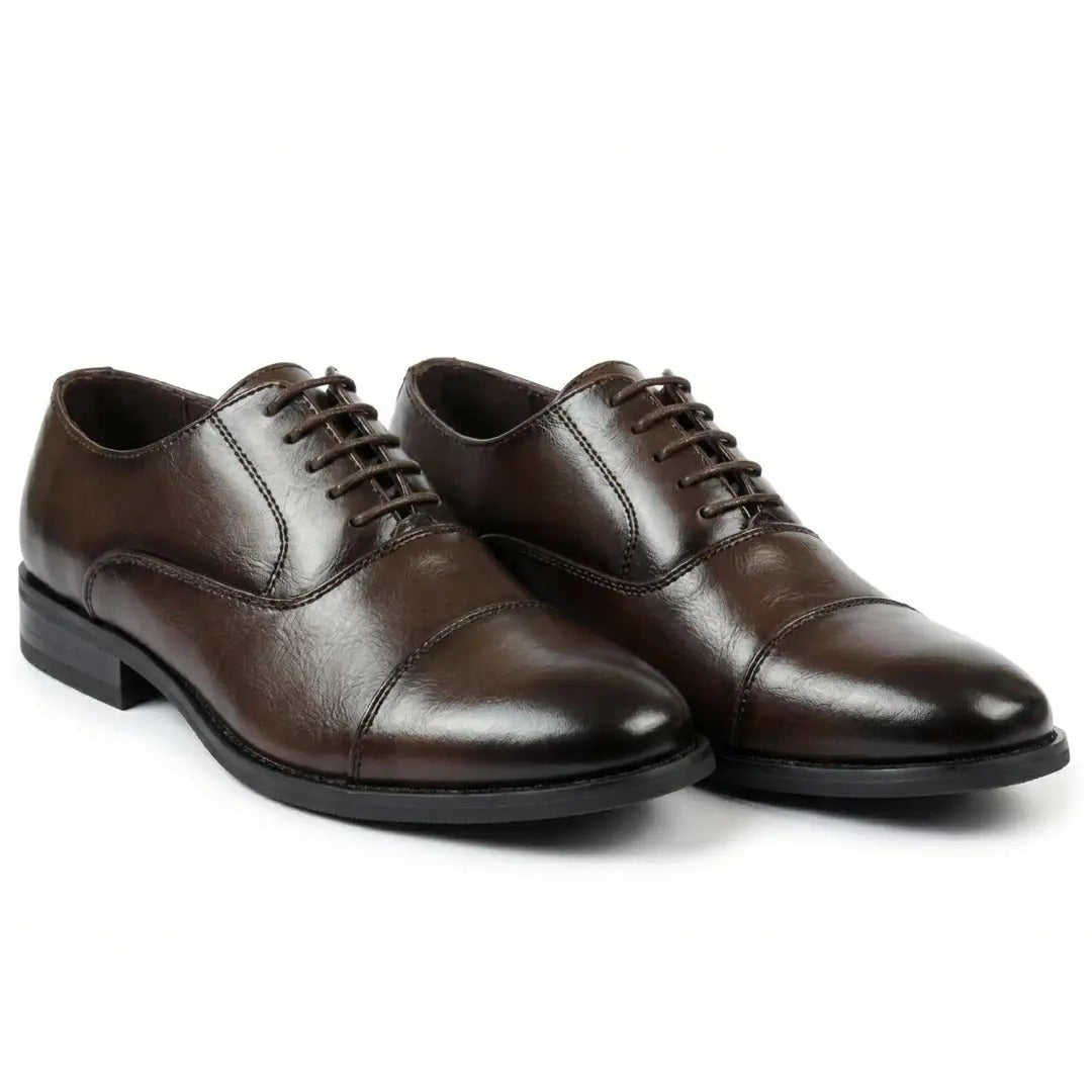 Sapatos Oxford Clássicos Masculinos com Biqueira Reta e Amarração