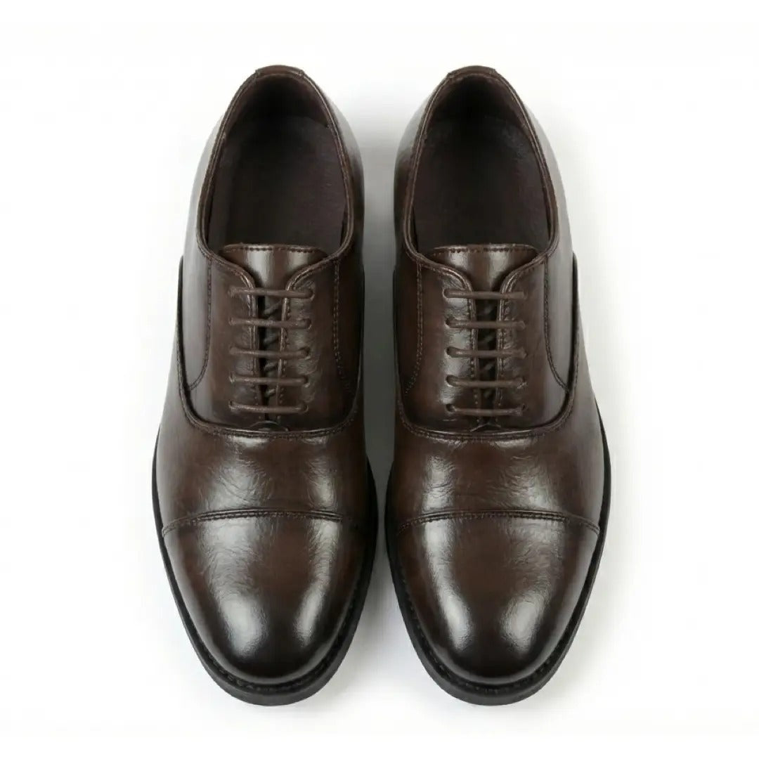 Sapatos Oxford Clássicos Masculinos com Biqueira Reta e Amarração