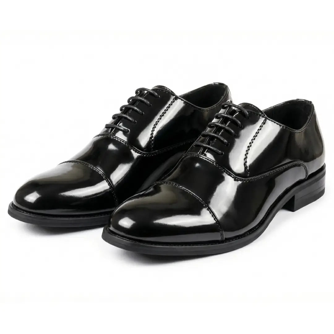 Sapatos Oxford Clássicos Masculinos com Biqueira Reta e Cadarço