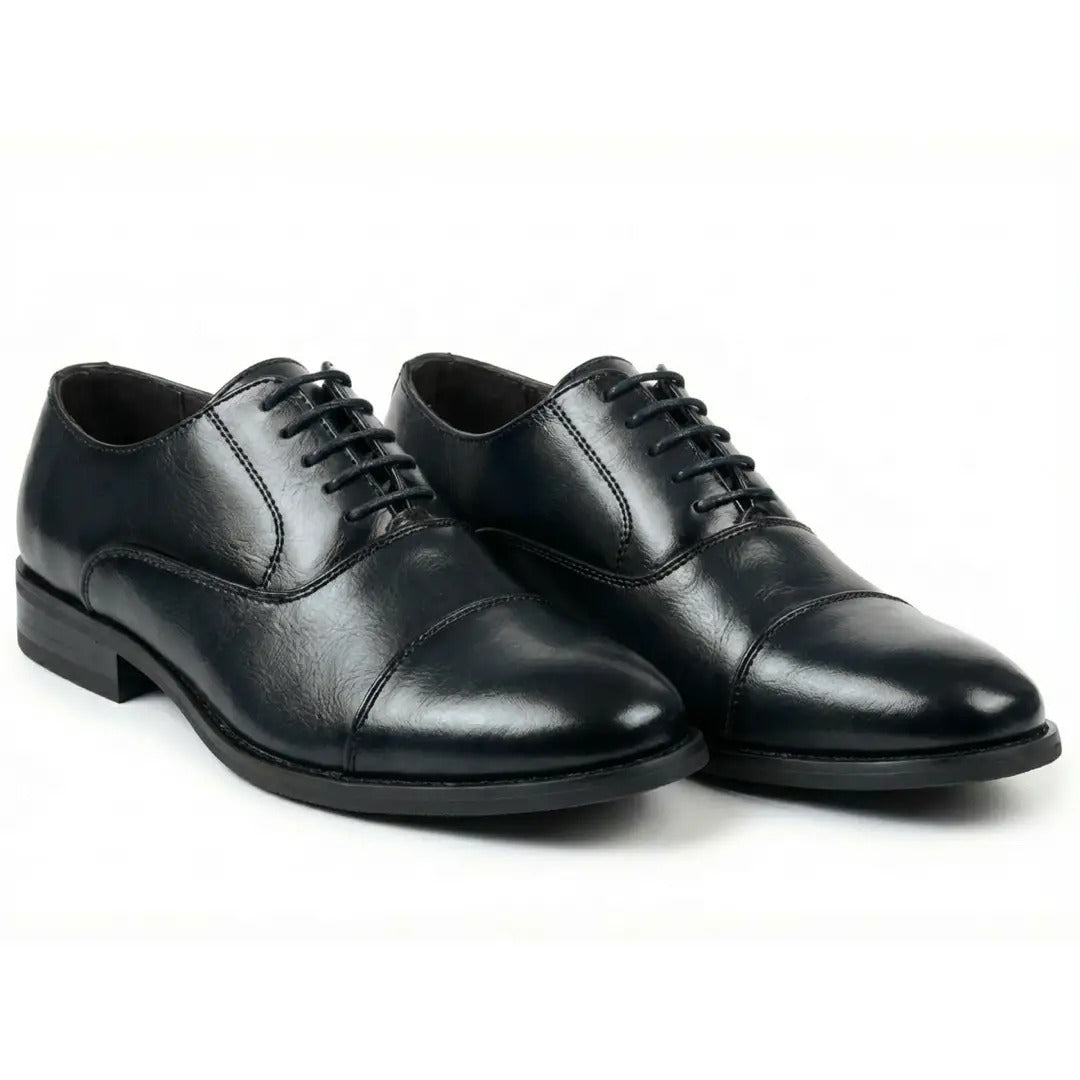 Sapatos Oxford Clássicos Masculinos com Biqueira Reta e Amarração