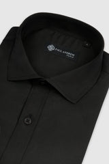 Camisa social masculina clássica com punho duplo e colarinho cutaway - Preta
