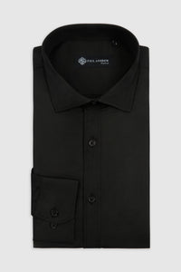 Camisa social masculina clássica com punho duplo e colarinho cutaway - Preta