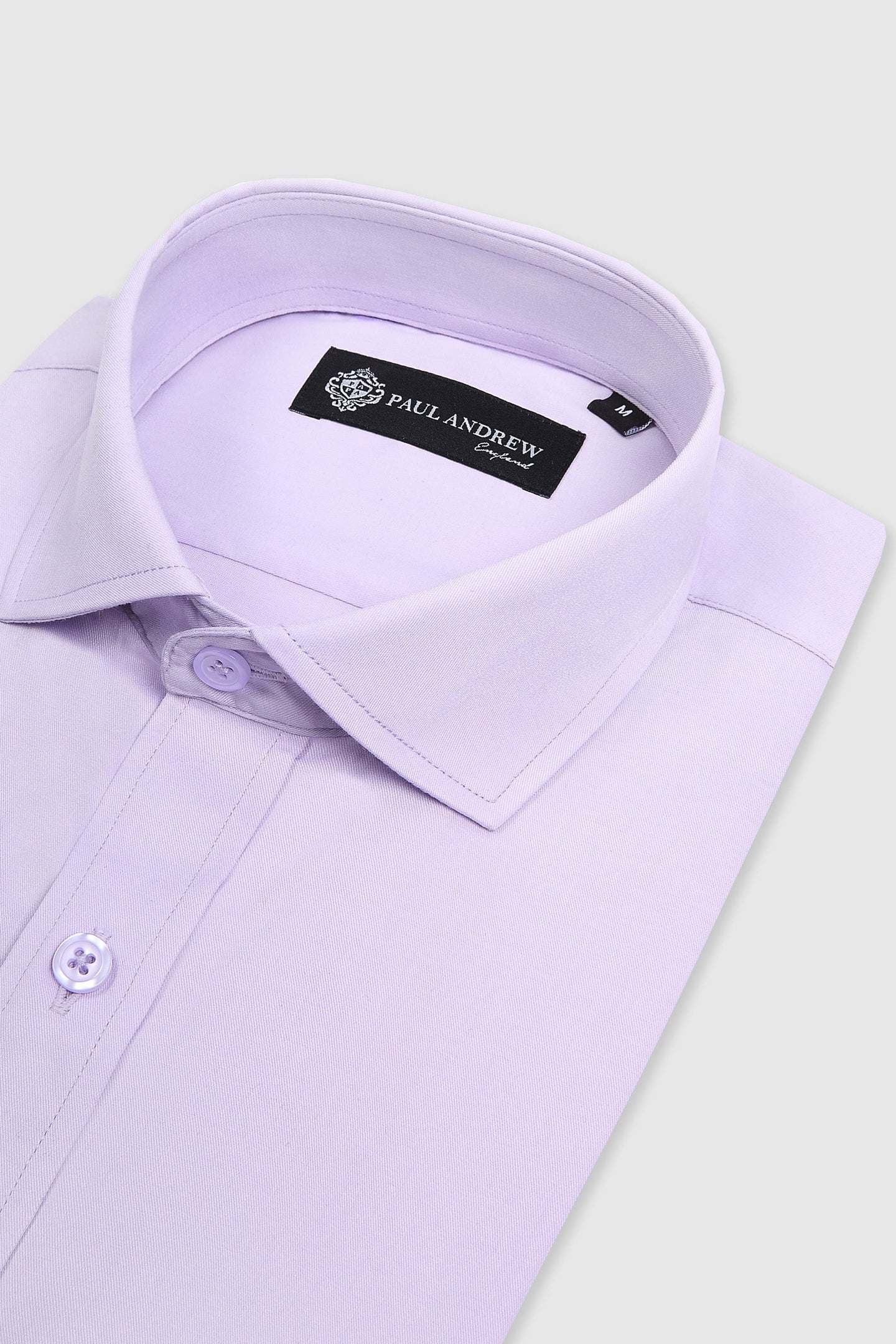 Camisa social masculina clássica com punho duplo e colarinho cutaway - Lilás