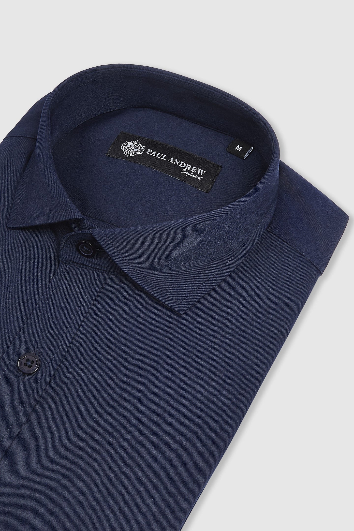 Camisa social masculina clássica com punho duplo e colarinho cutaway - Azul-marinho