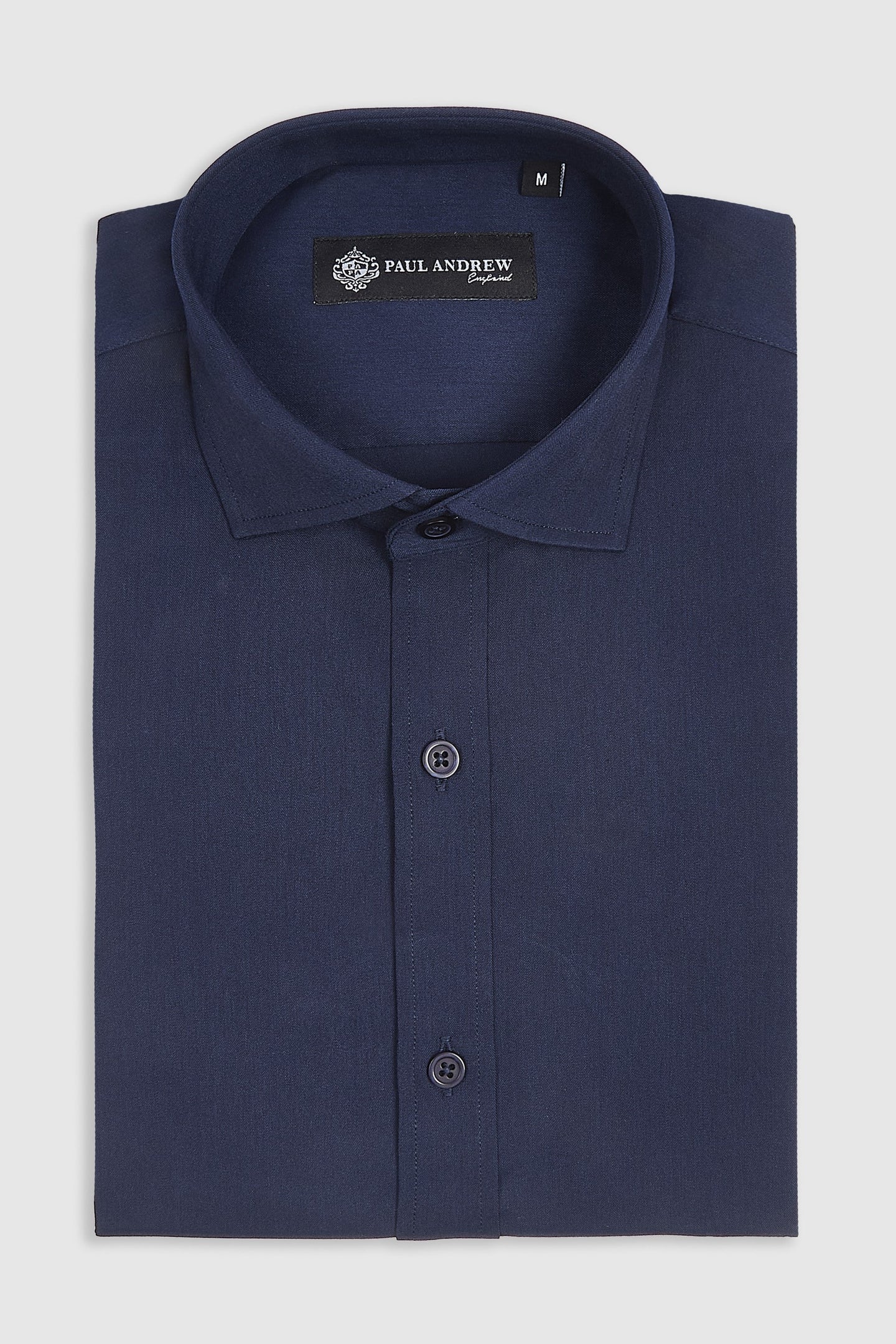 Camisa social masculina clássica com punho duplo e colarinho cutaway - Azul-marinho