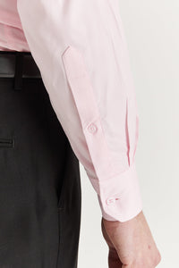 Camisa social masculina clássica com punho duplo e colarinho cutaway - Rosa