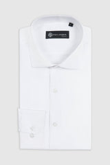Camisa social masculina clássica com punho duplo e colarinho cutaway - Branca