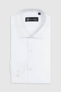 Camisa social masculina clássica com punho duplo e colarinho cutaway - Branca