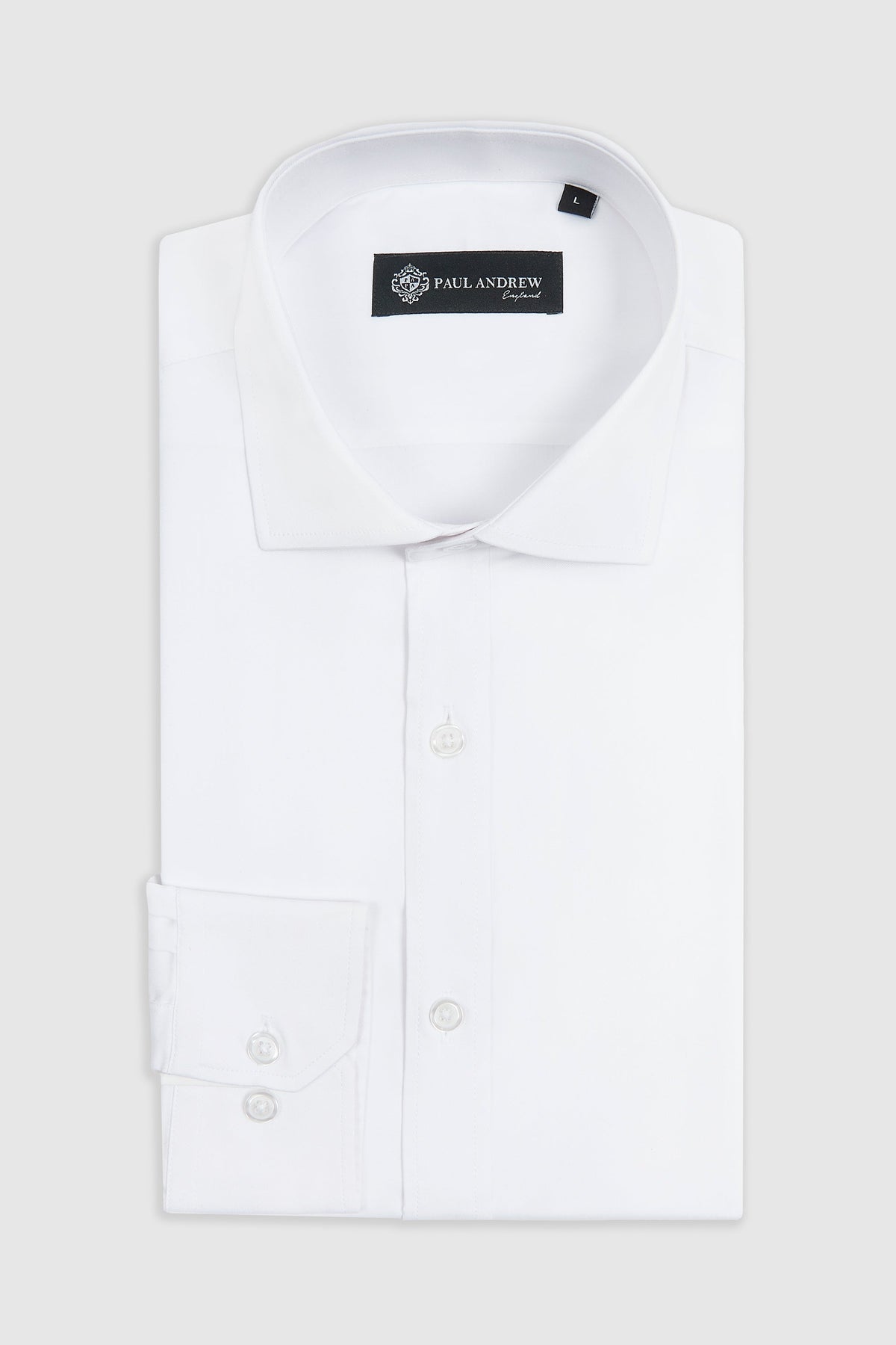 Camisa social masculina clássica com punho duplo e colarinho cutaway - Branca