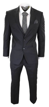 Terno masculino clássico preto liso de duas peças