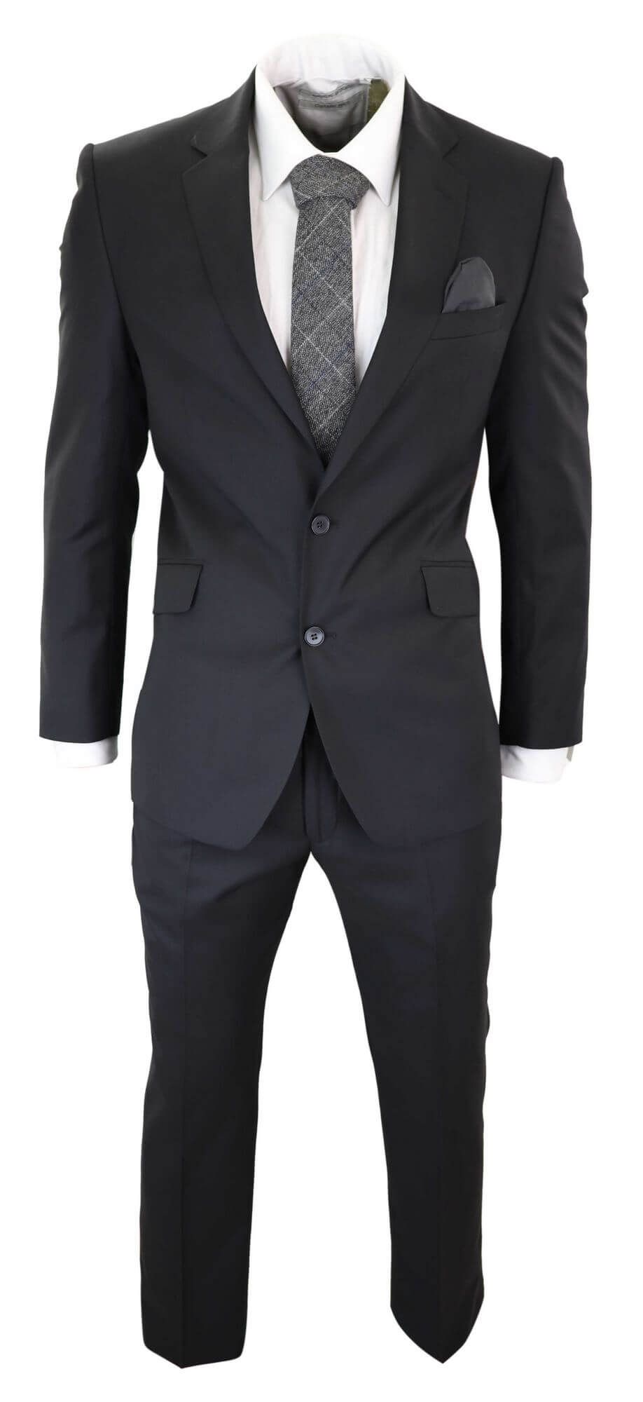 Terno masculino clássico preto liso de duas peças