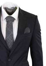 Terno masculino clássico preto liso de duas peças