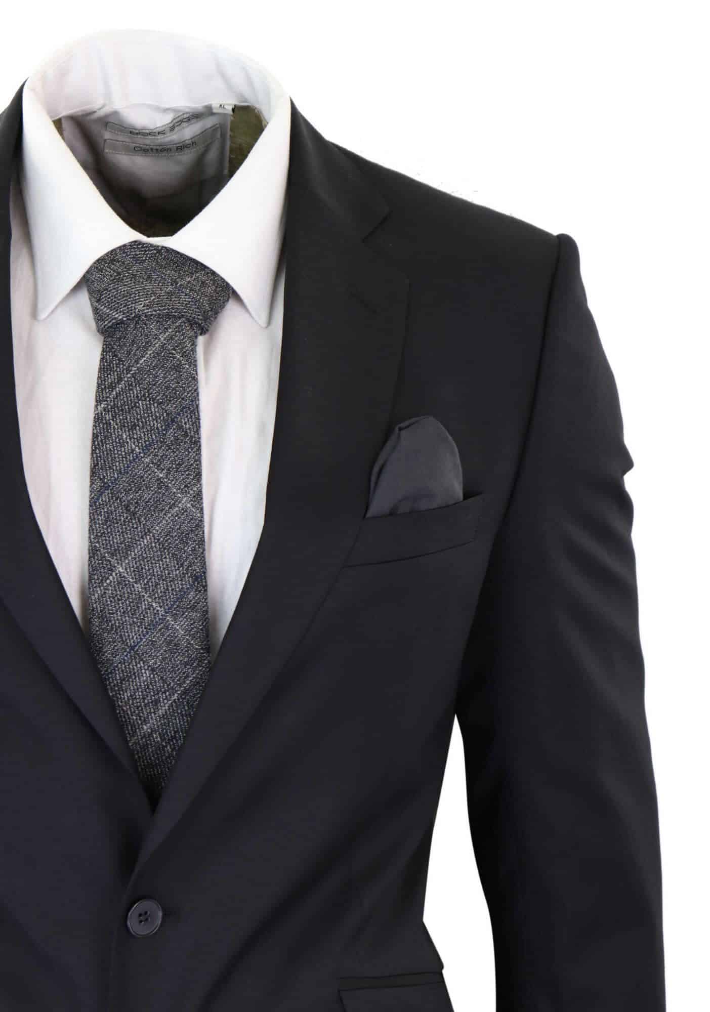 Terno masculino clássico preto liso de duas peças
