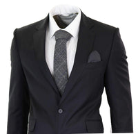 Terno masculino clássico preto liso de duas peças