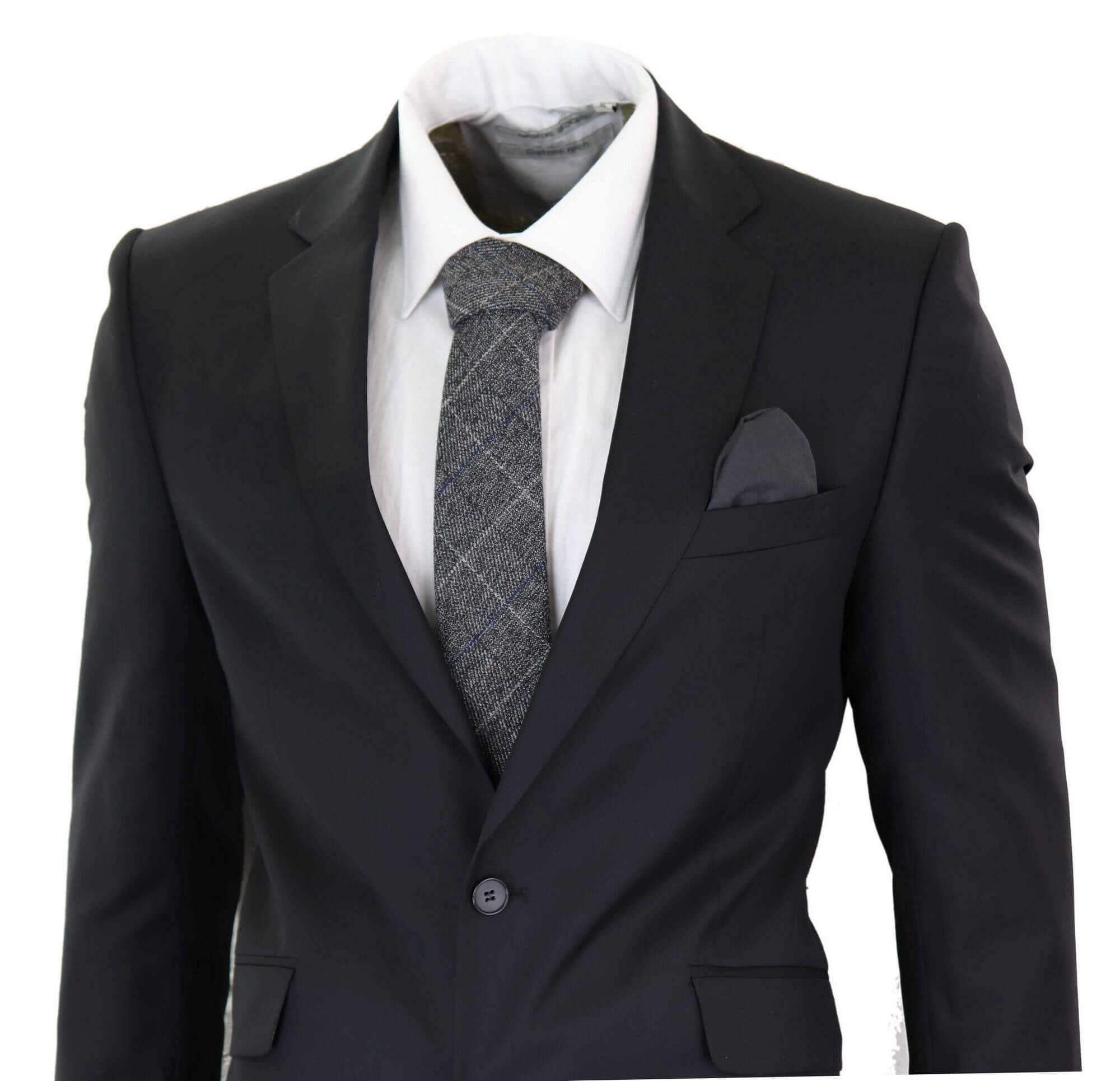 Terno masculino clássico preto liso de duas peças