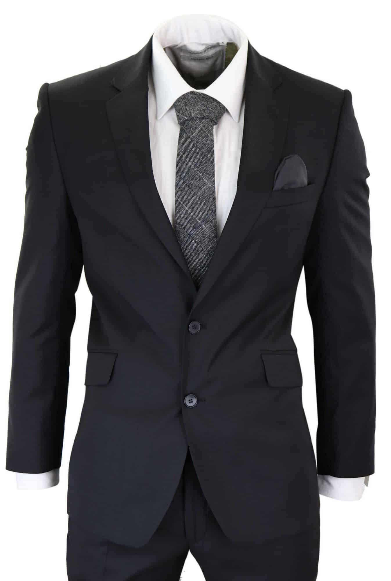 Terno masculino clássico preto liso de duas peças