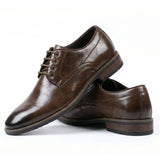 Sapatos Derby Masculinos Clássicos de Bico Liso com Cadarço