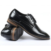 Sapatos Derby Masculinos Clássicos de Bico Liso com Cadarço