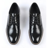 Sapatos Derby Masculinos Clássicos de Bico Liso com Cadarço