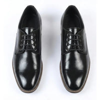 Sapatos Derby Masculinos Clássicos de Bico Liso com Cadarço