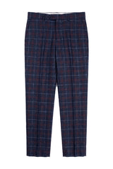 Rover - Calças de casamento azuis masculinas em tweed xadrez