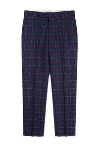 Rover - Calças de casamento azuis masculinas em tweed xadrez