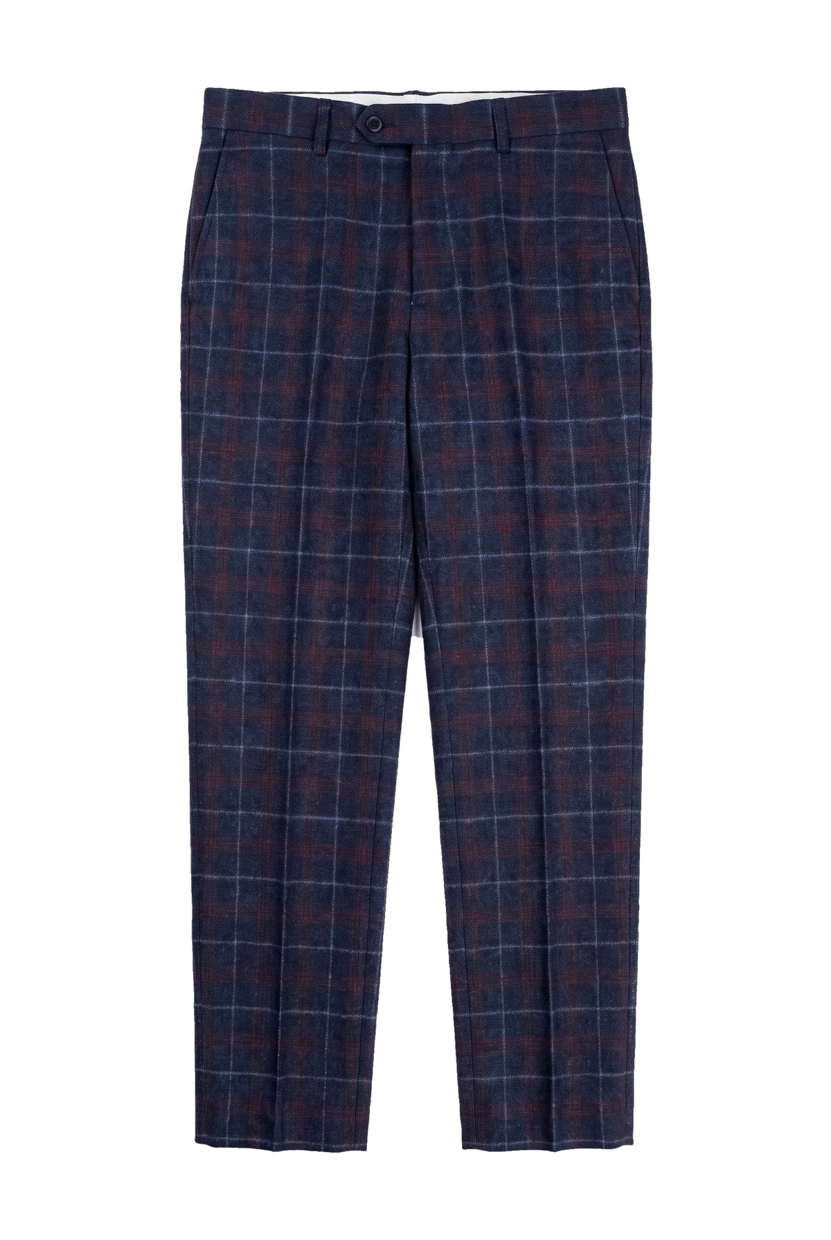 Rover - Calças de casamento azuis masculinas em tweed xadrez