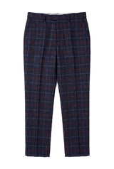 Kenneth - Calças masculinas xadrez em tweed azul-marinho