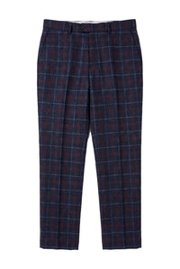 Kenneth - Calças masculinas xadrez em tweed azul-marinho