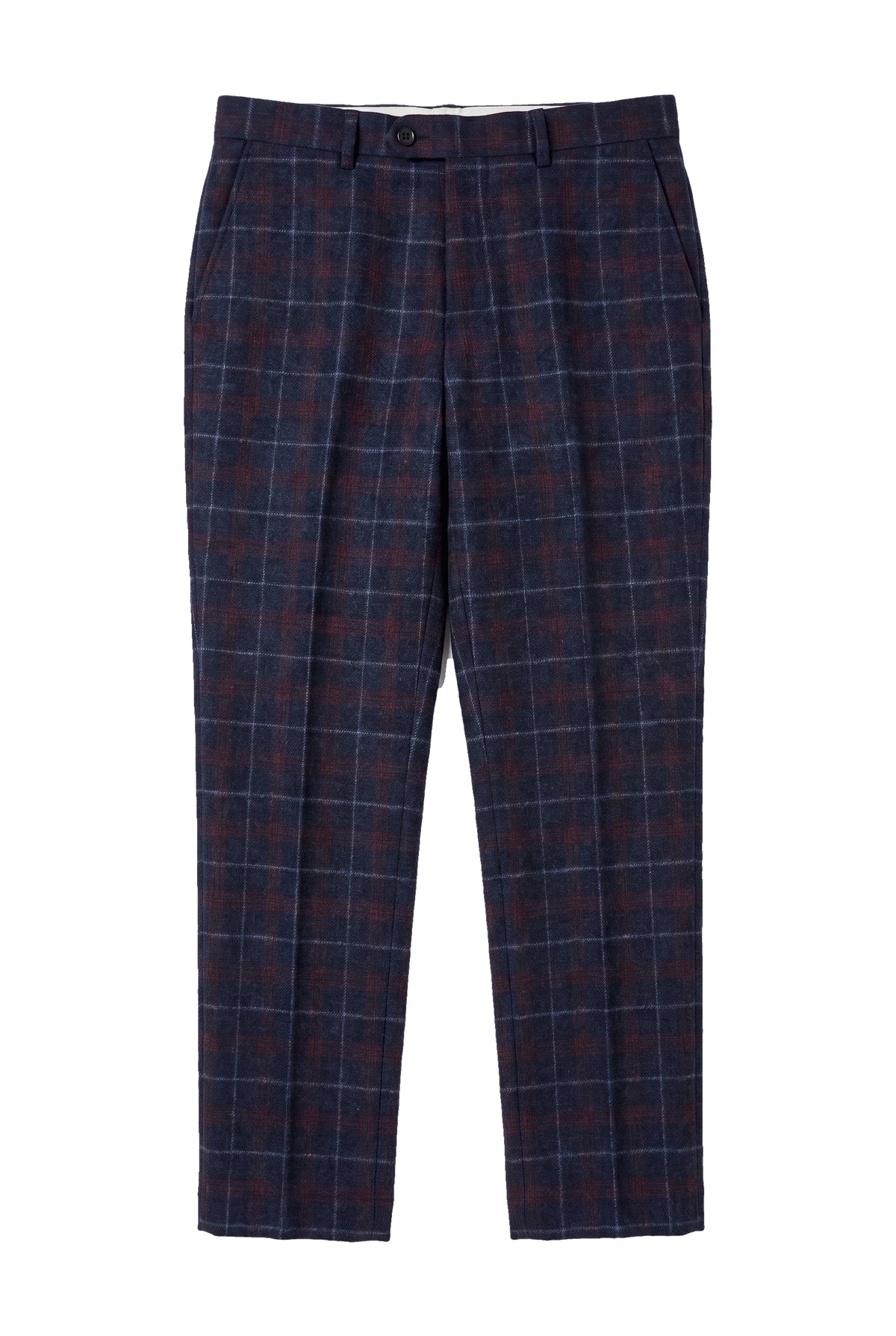 Kenneth - Calças masculinas xadrez em tweed azul-marinho