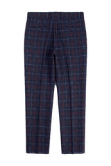 Rover - Calças de casamento azuis masculinas em tweed xadrez