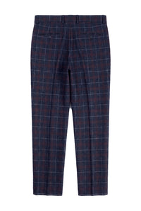 Rover - Calças de casamento azuis masculinas em tweed xadrez