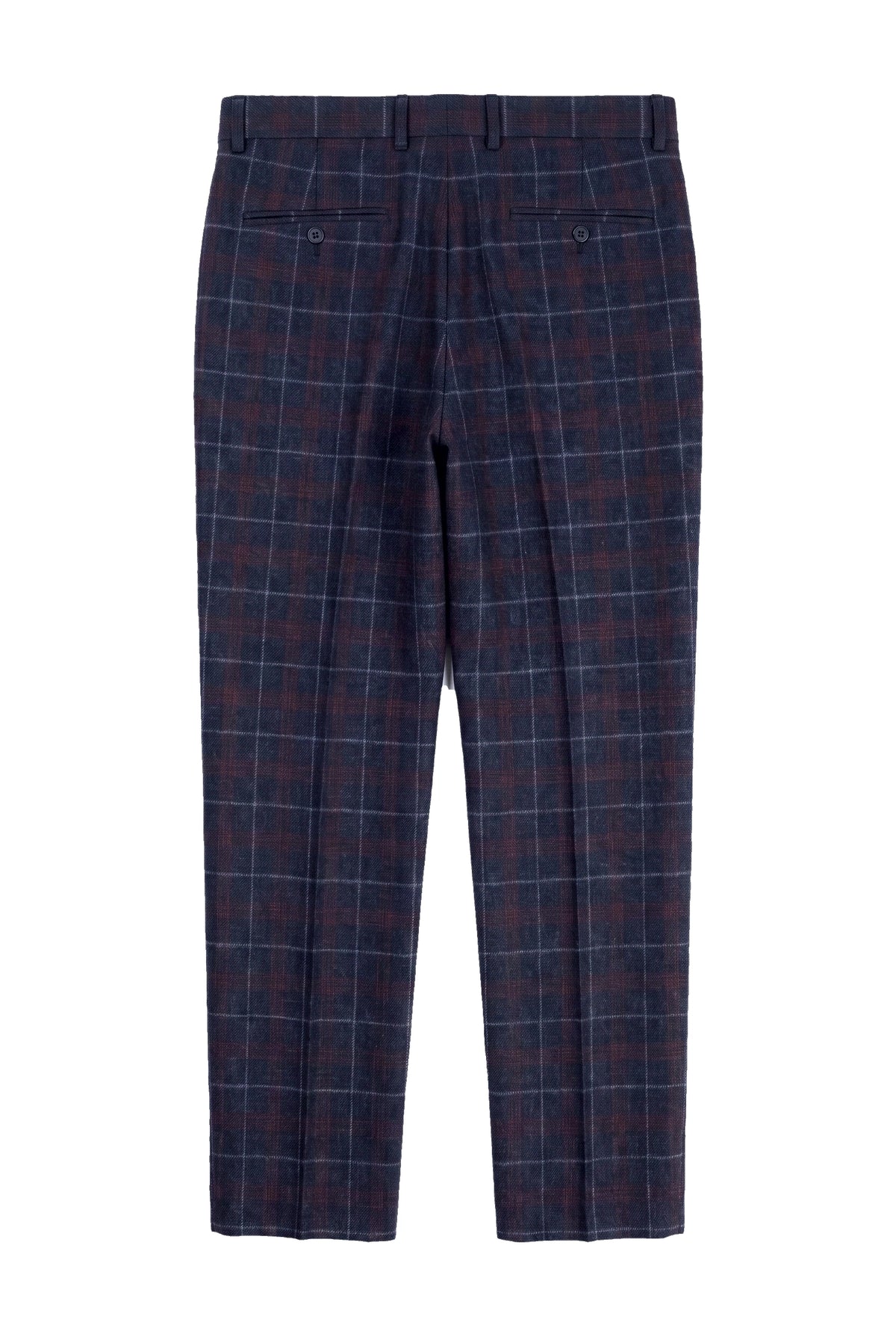 Rover - Calças de casamento azuis masculinas em tweed xadrez