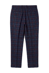 Kenneth - Calças masculinas xadrez em tweed azul-marinho