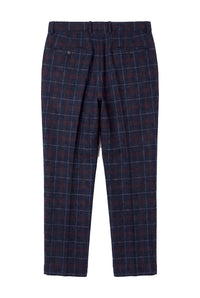 Kenneth - Calças masculinas xadrez em tweed azul-marinho