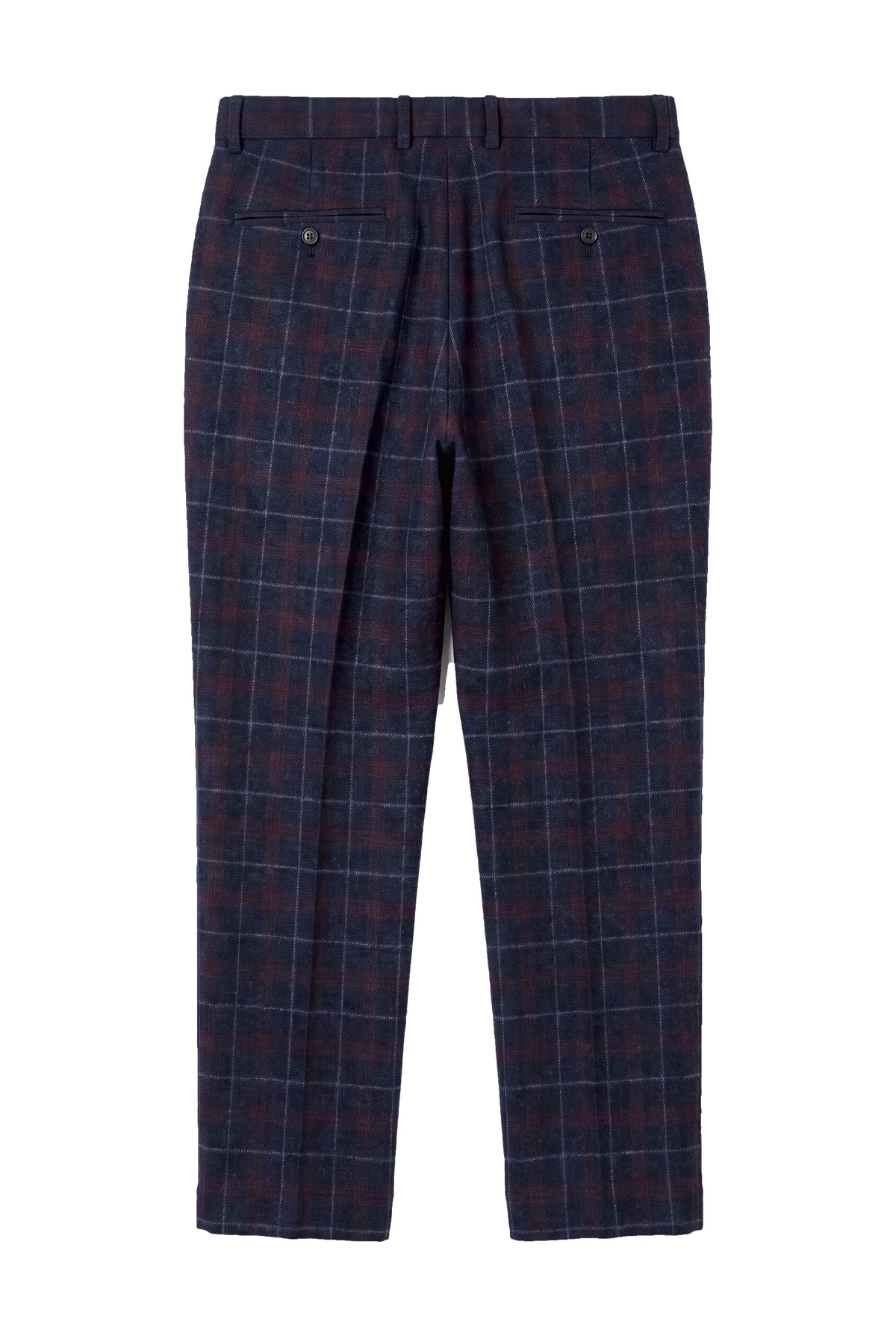 Kenneth - Calças masculinas xadrez em tweed azul-marinho