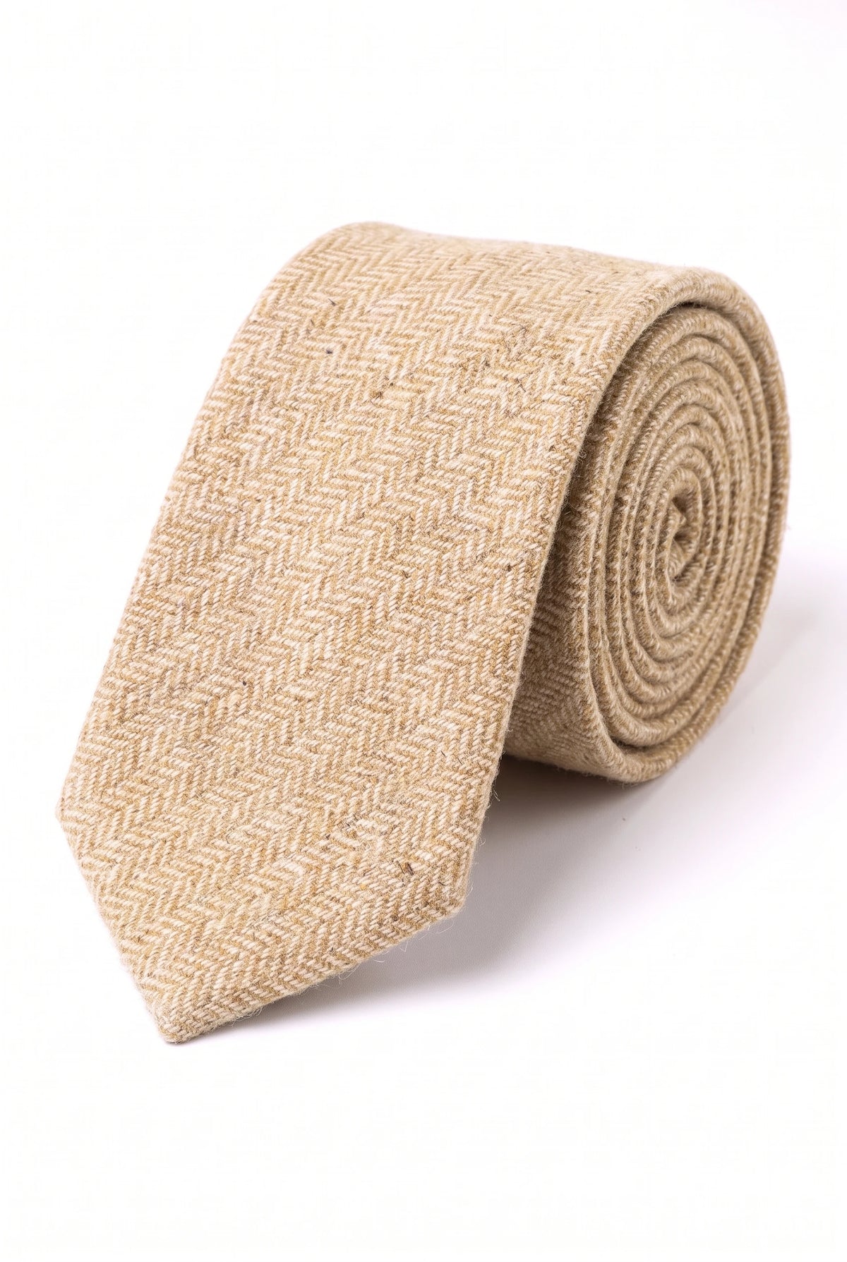 Gravata masculina em tweed creme de lã mista