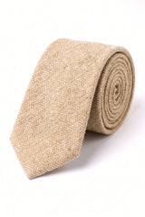 Gravata masculina em tweed creme de lã mista
