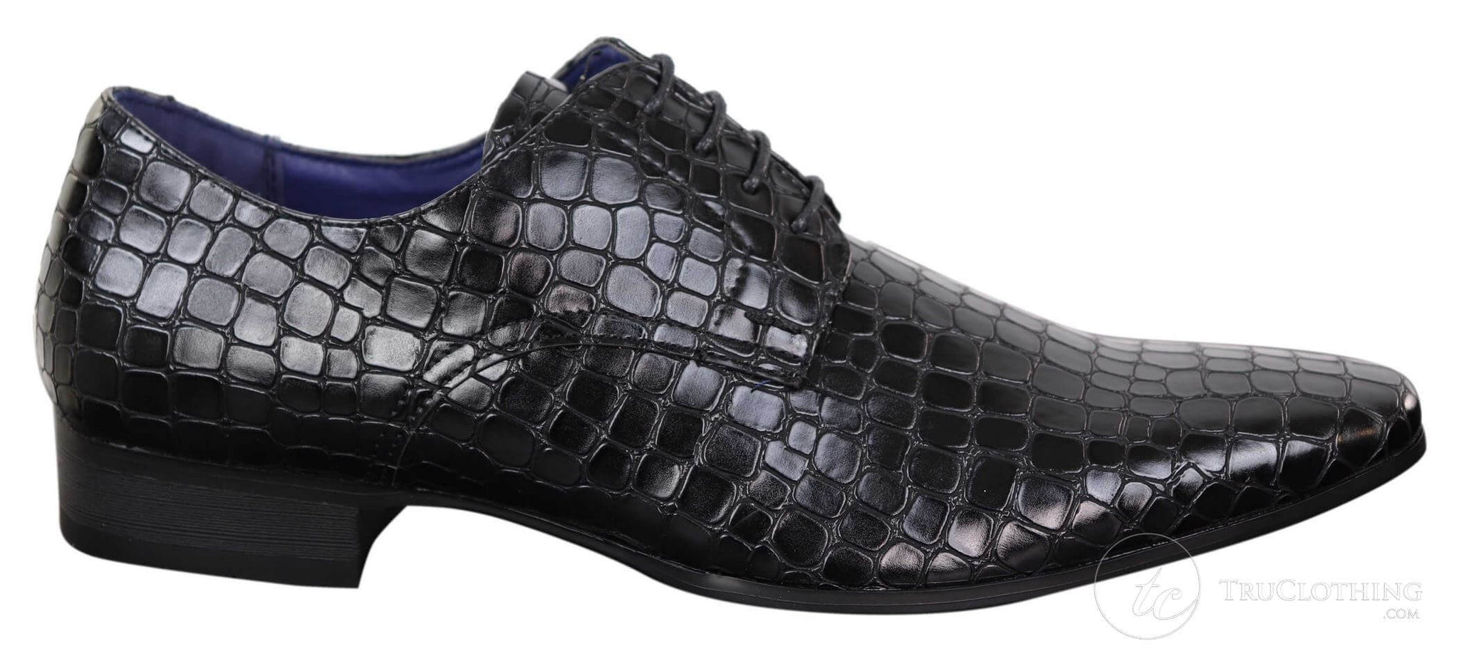 Sapatos masculinos com efeito de pele de crocodilo