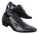 Sapatos masculinos com efeito de pele de crocodilo