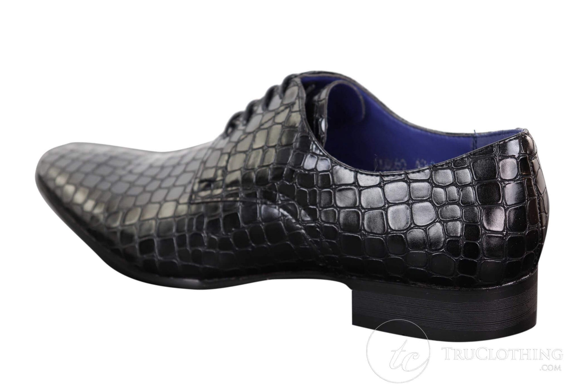Sapatos masculinos com efeito de pele de crocodilo