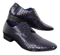 Sapatos masculinos com efeito de pele de crocodilo