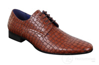 Sapatos masculinos com efeito de pele de crocodilo