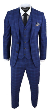 Terno xadrez azul escuro masculino