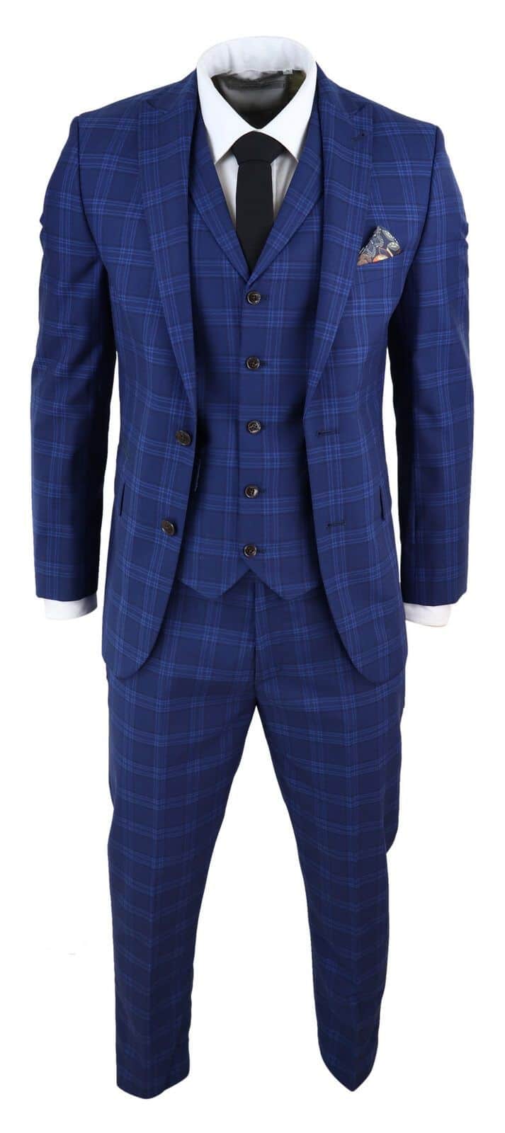 Terno xadrez azul escuro masculino