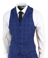 Terno xadrez azul escuro masculino