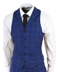 Terno xadrez azul escuro masculino