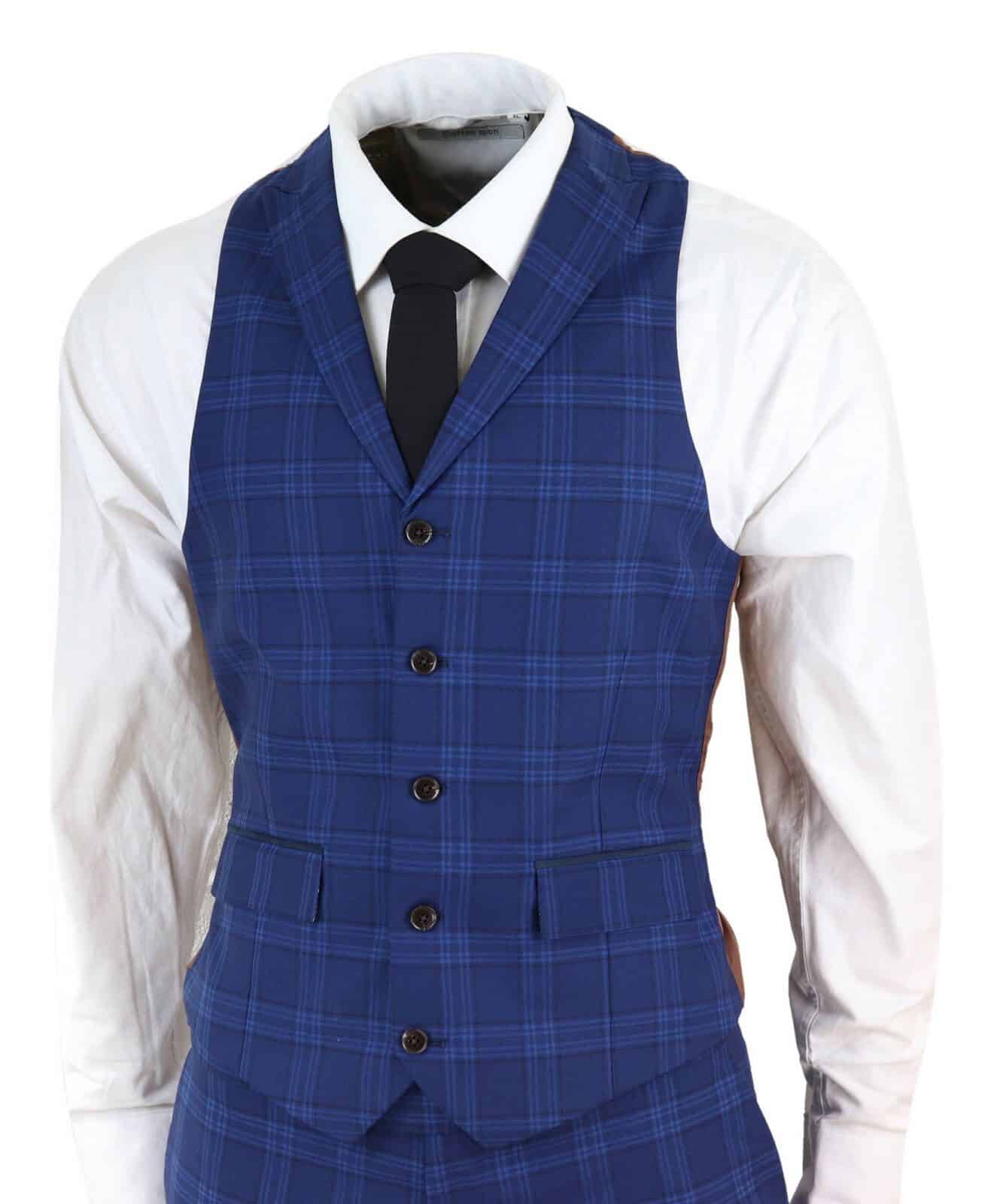 Terno xadrez azul escuro masculino