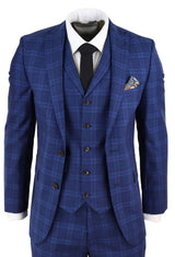 Terno xadrez azul escuro masculino