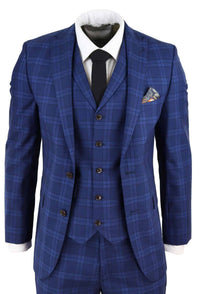Terno xadrez azul escuro masculino